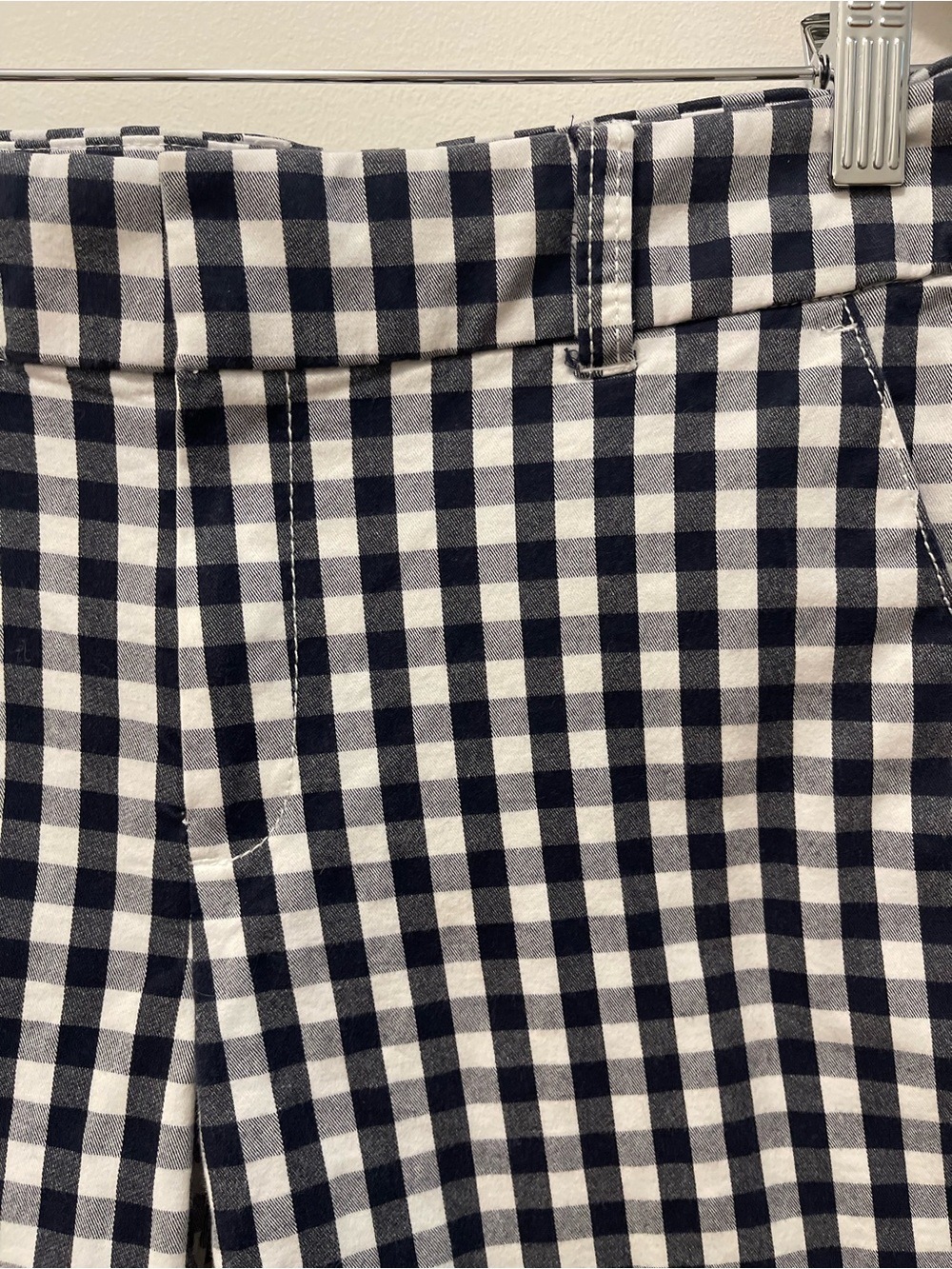 J Crew Women's Navy and White Gingham Shorts - Picture 2 of 8